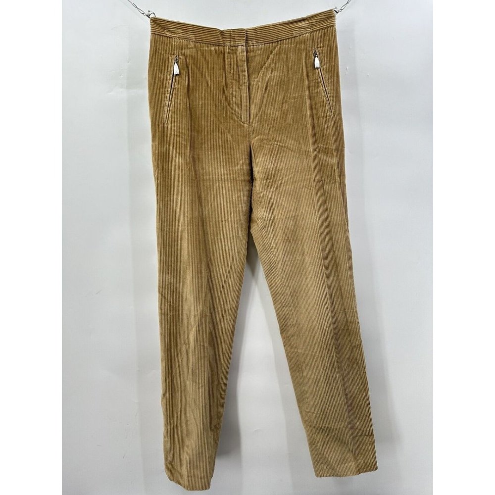 Max Mara Brown Corduroy Pants Zip-up Pockets Size 8 Made In Italy (A-4)